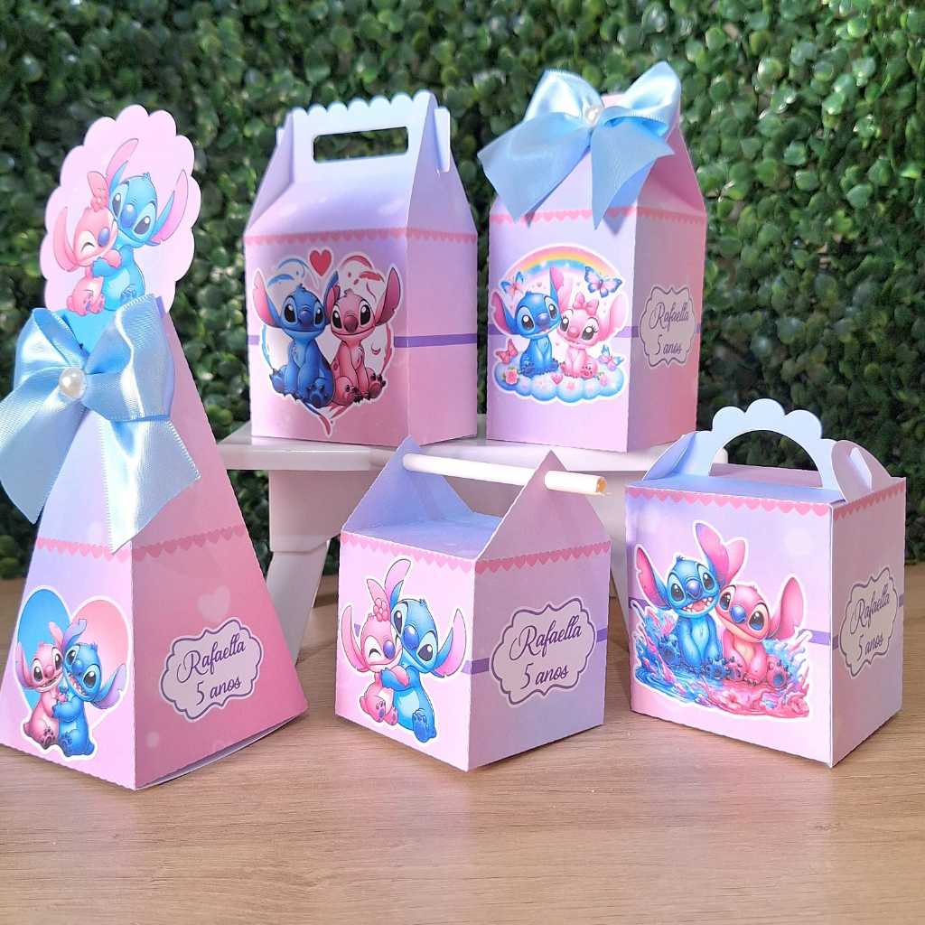 Kit Stitch e Angel - Lembrancinhas de Aniversario - Caixinha Personalizada monte em casa — imagem 2 de 2