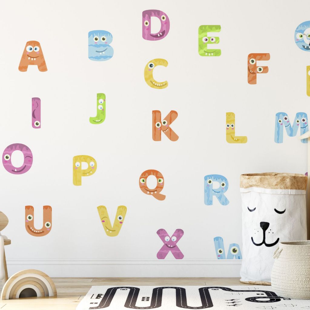Adesivo de Parede Infantil Alfabeto Letras Educativo Criança Escola Quarto