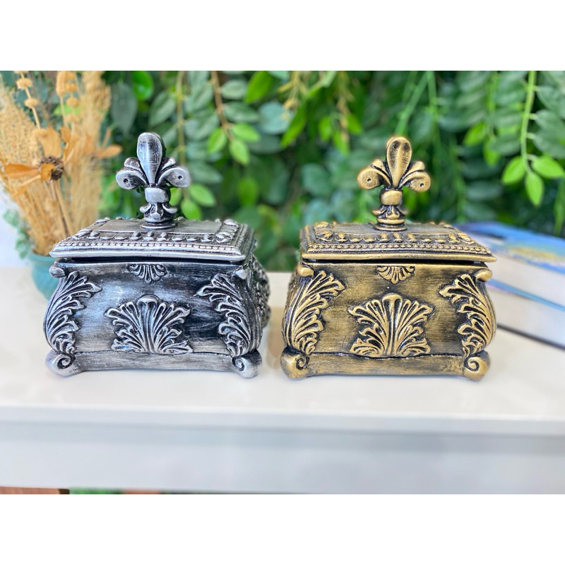 PORTA OBJETO DECORAÇÃO ELEGANTE PRATA ENVELHECIDO E DOURADO ENVELHECIDO em Oferta na Shopee