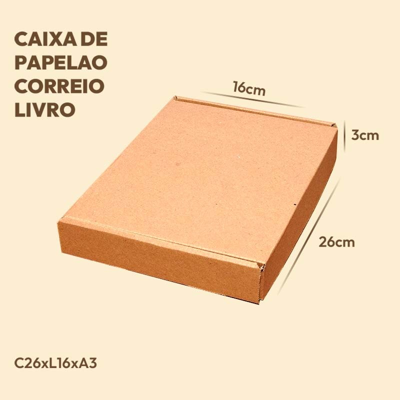 100 Caixa de Papelão 26X16X3 cm Livros Agendas E-Commerce Pac Sedex em Oferta na Shopee