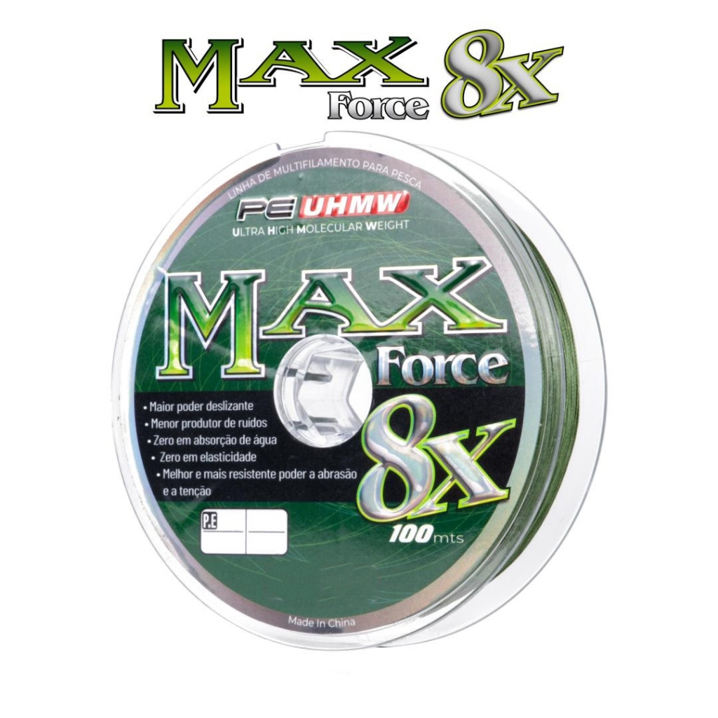 Linha de Pesca Multifilamento Max Force 8x  PE UHMW Verde 100m