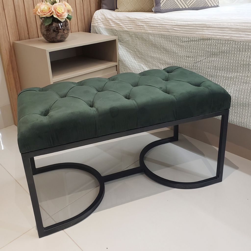 Divã Recamier 80cm Retangular Quarto Decoração Luxo Puff Escritorio Banqueta Penteadeira Decorativo