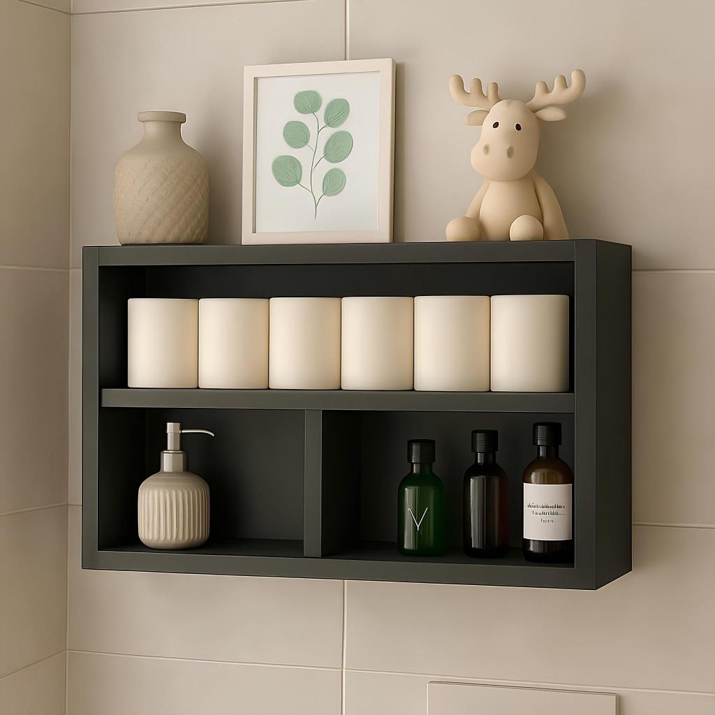 Nicho com Divisórias Preto Fosco para Decoração e Organização 100% MDF 15mm em Oferta na Shopee