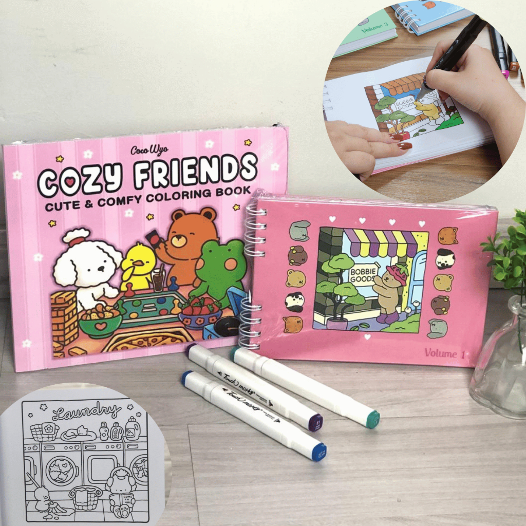 Kit 2 Livros Bobbie Goods Livro Cozy Friends Cute & Comfy Coloring Livro De Colorir