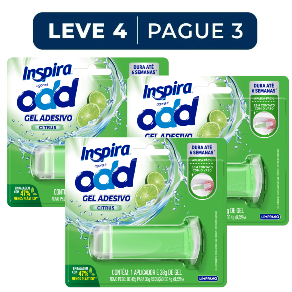 Kit Gel Adesivo Vaso Sanitário Leve 4 Pague 3 - Citrus