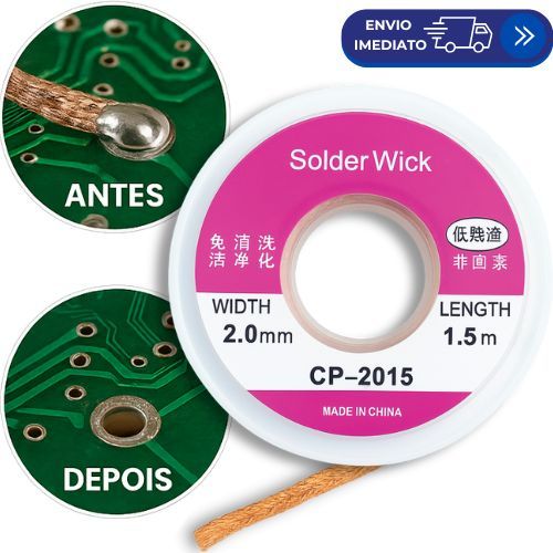 Fita Malha Dessoldadora de Cobre Removedor de Solda e Limpa Estanho