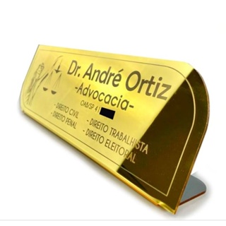 Placa de Mesa Personalizada Acrílico Espelhado – Nome Profissional Logo Escritório Recepção em Oferta na Shopee