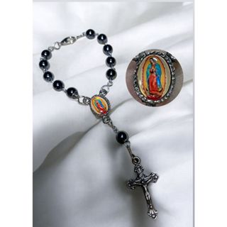 DEZENA DE HEMATITA 12 CM DE NOSSA SENHORA DE GUADALUPE em Oferta na Shopee