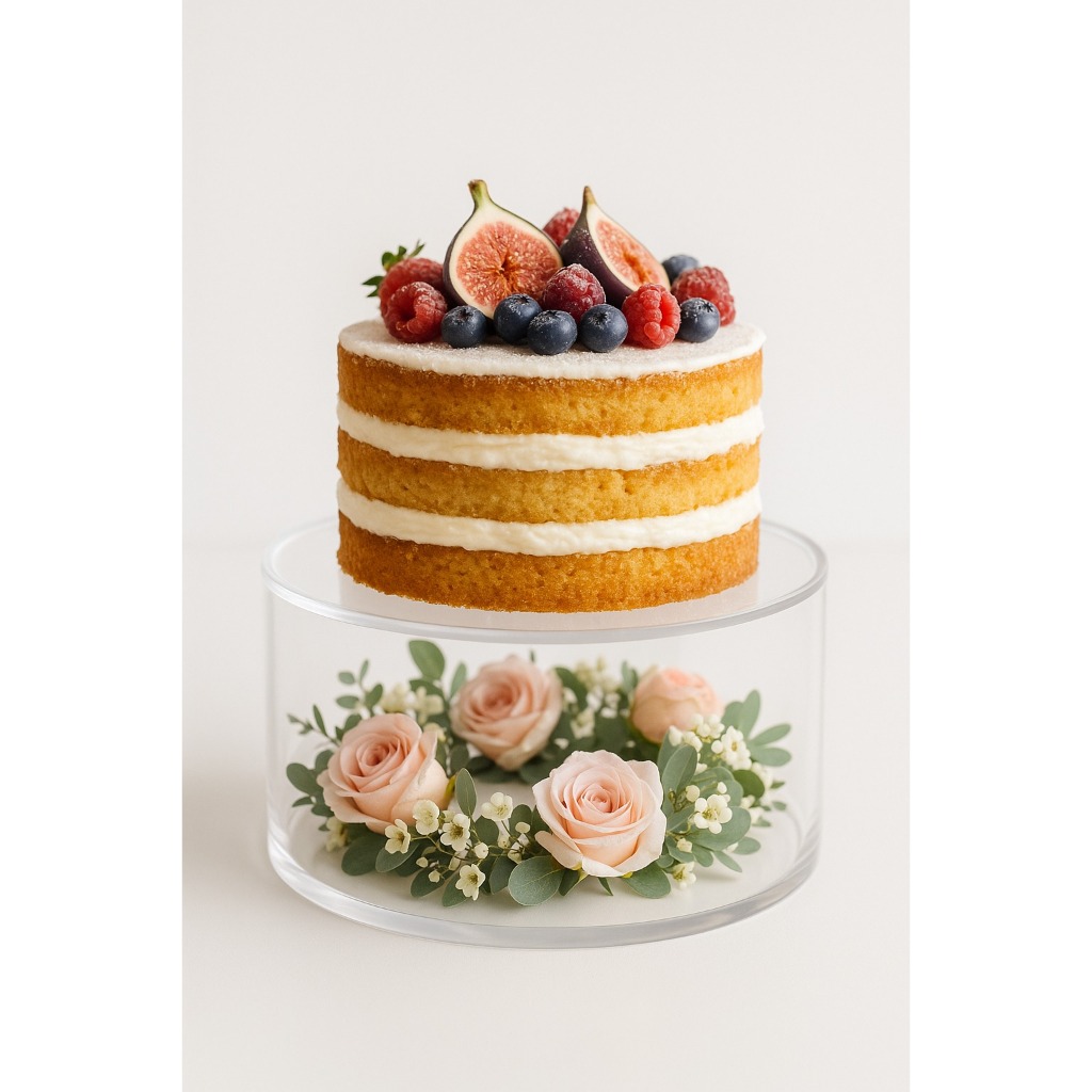 Bolo Falso Redondo 20cm Acrílico Cristal Para Exposição em Balcão ou Mesa de Festa em Oferta na Shopee