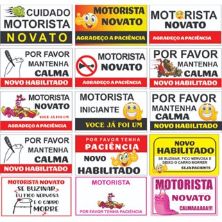 adesivo para carro de novo habilitado do tamanho 25x15 que serve para acalmar os motoristas em Oferta na Shopee