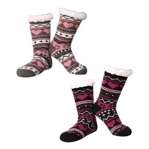 Kit 2 Pares Meias Pantufa Peluda Quente De Lã Antiderrapante