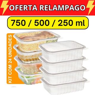 Kit 24 Unidades Pote Marmita Freezer Microondas Fitness Comida Congelada Marmitex em Oferta na Shopee