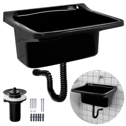 Tanque Plástico Para Lavanderia 22 Litros Preto - Válvula Universal Pia Completa - Astra