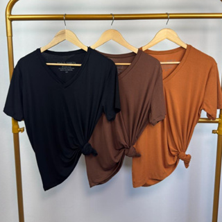 Blusa Feminina Plus Size Gola V Viscolycra Camiseta Básica Lisa T-shirt em Oferta na Shopee