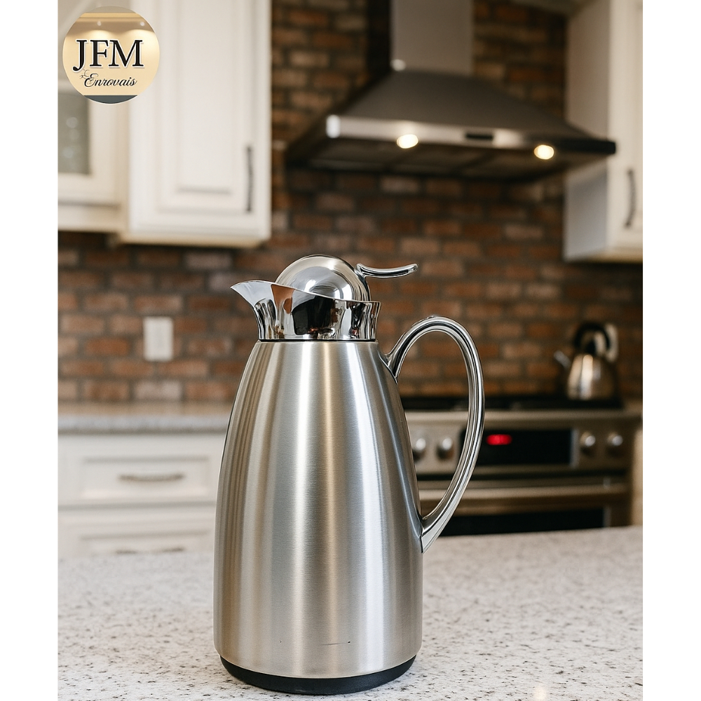 Garrafa Térmica de Café e Chá 1L Dubai Inox / Com Térmometro Elegante – EM CASA TEM E LYOR Presente