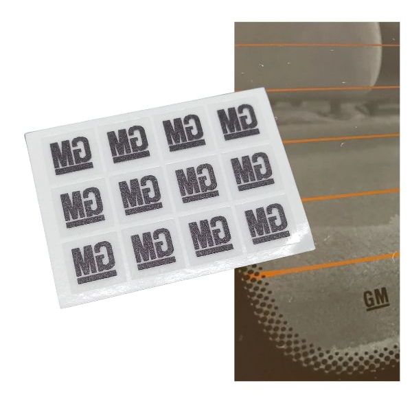 SELOS TRANSPARENTE LOGO GM PRETO / DECALQUE PARA OS VIDROS / KIT C/12 UNDS