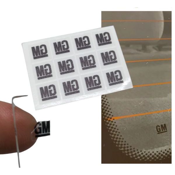 SELOS TRANSPARENTE LOGO GM PRETO / DECALQUE PARA OS VIDROS / KIT C/12 UNDS — imagem 2 de 2