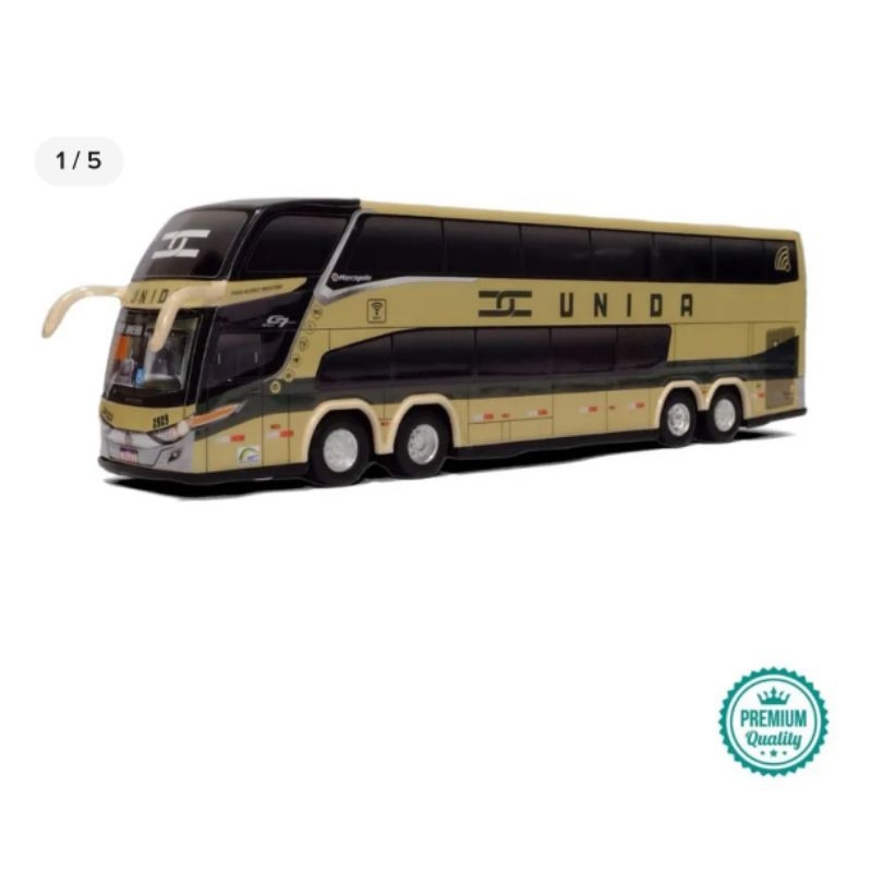 Miniatura ônibus G7 DD Empresa Unida do Rio de Janeiro, Marcopolo Paradiso escala 1/43 Roma Petroleum colecionável.