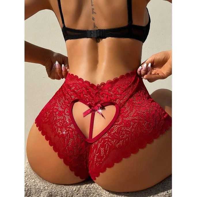 Calcinha Sensual Rendada Lingerie Coração Like