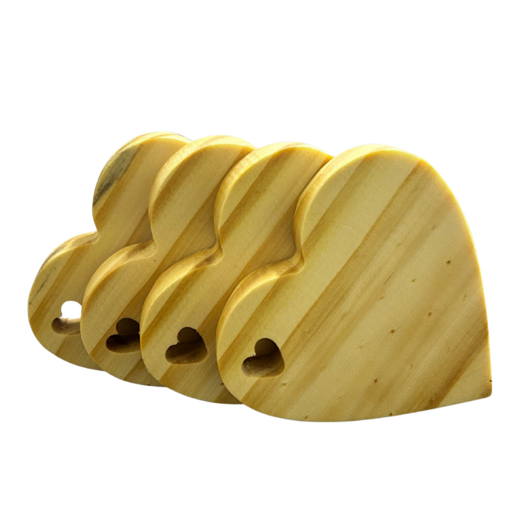 Kit 4 Porta Copo Pires Coração Madeira Suporte Xícara Taça Bolacha Descanso De Copo Mesa Posta Decorativo