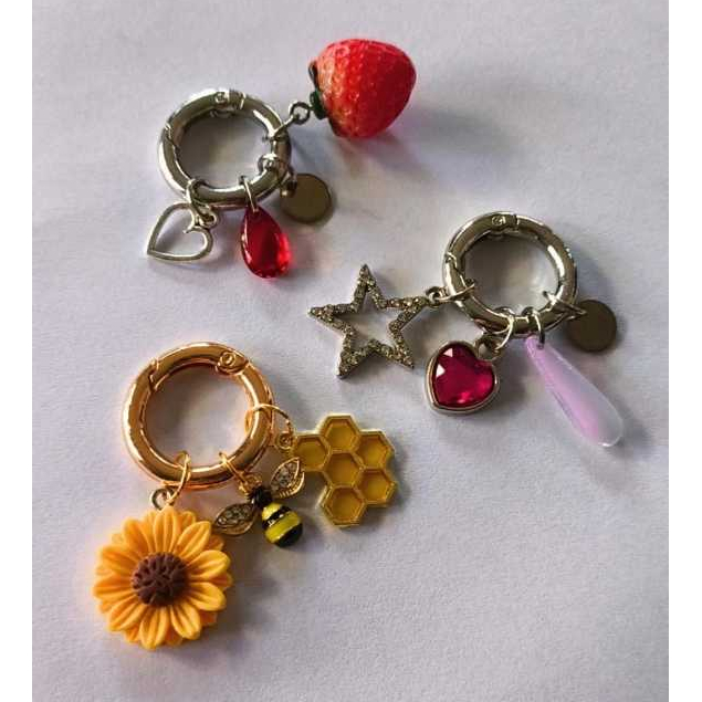 Chaveiro para Gloss com Argola Articulada Enfeites para Lip Gloss Blogueira Honey Mel Morango Chocolate Cereja Presente em Oferta na Shopee