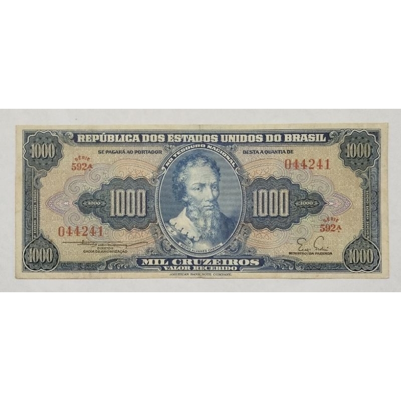 Cédula de 1000 cruzeiros sob C 050 rara