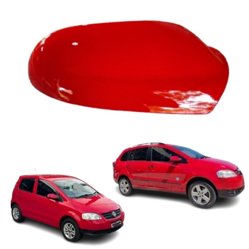 Capa Retrovisor Volkswagen Original Metagal Fox e Space Fox 2003 a 2009 Lado Passageiro Vermelho