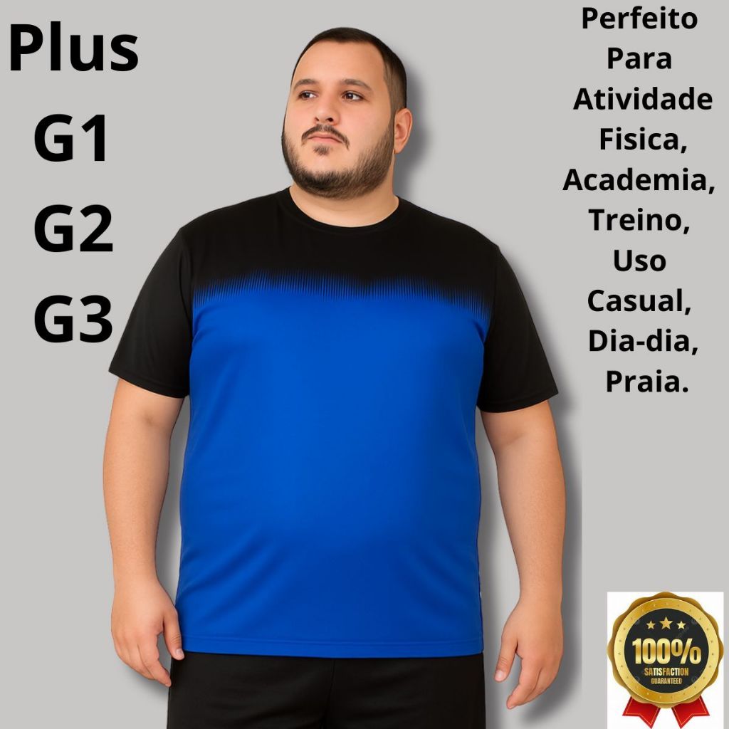 Camiseta/Camisa Dry fit  Masculina Plus G1-G2-G3  Respiravel Para AcademiaConfortável CiclismoTreino em Oferta na Shopee