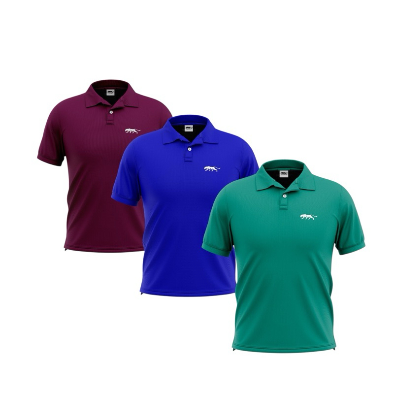 Kit Com 3 Unidades De Camisa Polo Basica Casual Original Elvalente Piquet P,M,G,GG