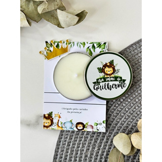 Kit 10 Velas na Latinha com Cartão Personalizado e Pingente Nascimento/ Batizado em Oferta na Shopee