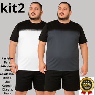 KIT2 Camisa/Camiseta Plus Dry Fit  D'grade Mascullina Manga Curta Respirável -Academia-Corrida-Trein em Oferta na Shopee