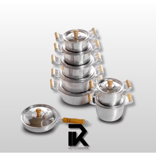 Jogo de panelas em alumínio batido fundido grosso + kit de caldeirão + frigideira em Oferta na Shopee