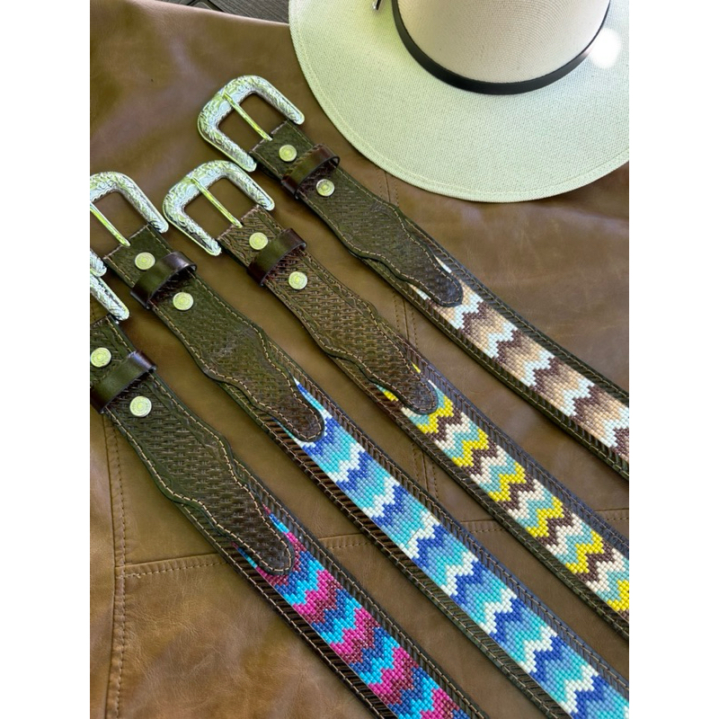 Cinto Country Manta de Miçanga - 100% COURO LEGÍTIMO - QUALIDADE IMPECÁVEL! Feminino e Masculino