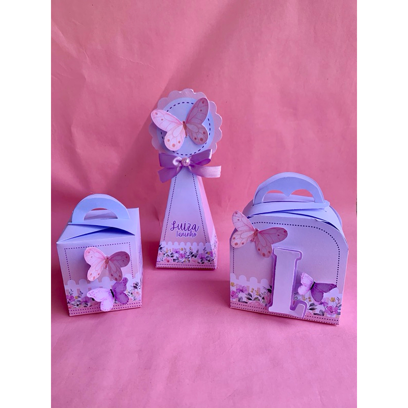 Kit Personalizados Jardim das borboletas PEGUE E MONTE - jardim encantado - lembrancinha - caixinhas Personalizadas