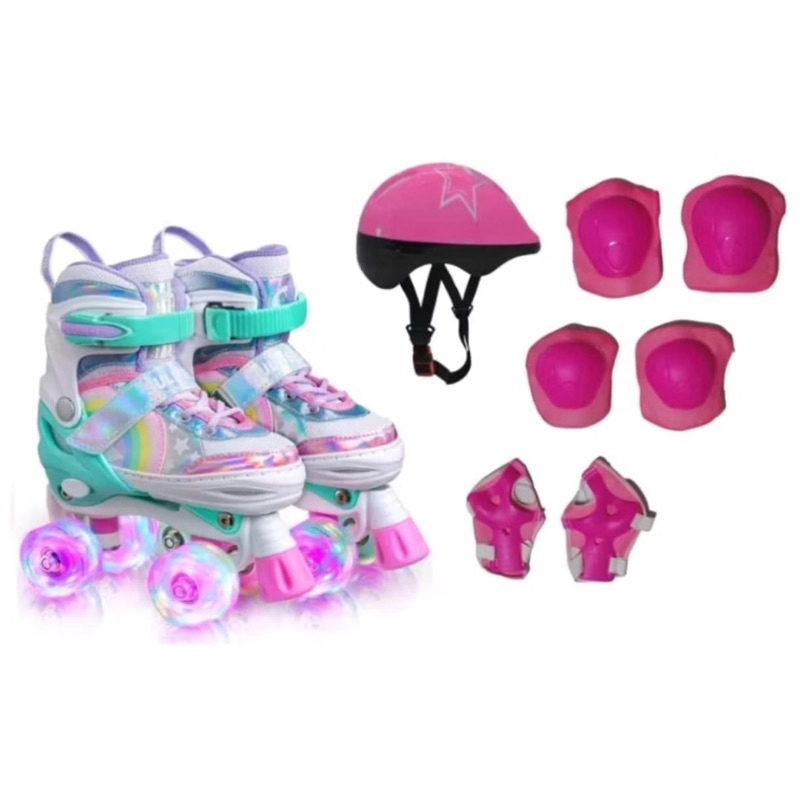 Patins Infantil eQuad Ajustável Led nas rodinhas Com kit