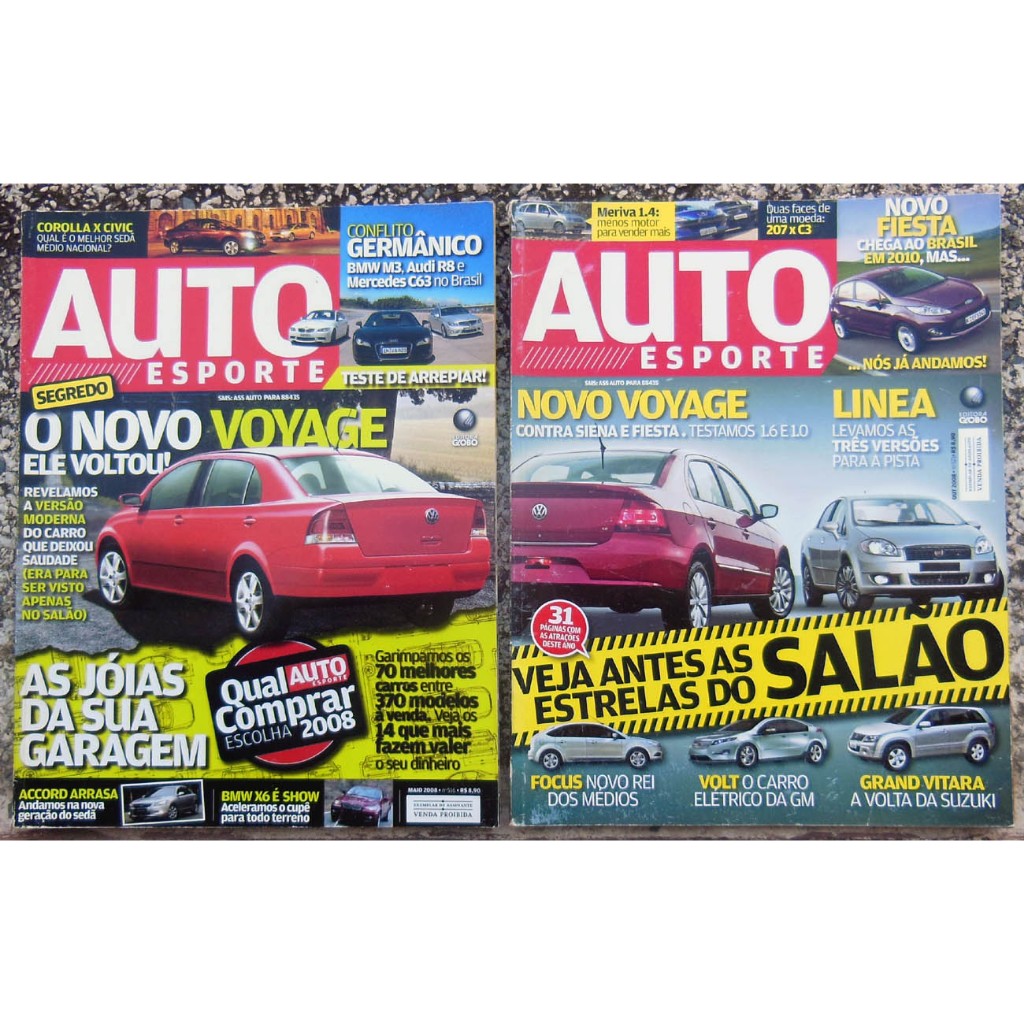 Kit 2 Revistas Auto Esporte 516 e 521 Voyage Fórmula 1 - Maio e Outubro 2008