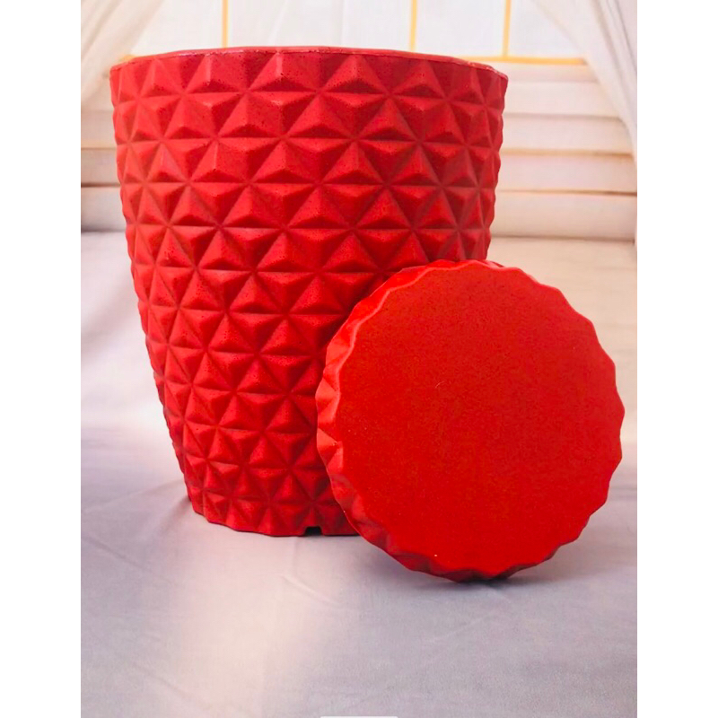 Vaso coluna redonda 3D decorativo P plantas com prato 30x26cm em Oferta na Shopee