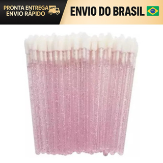 Kit 50 Pincel Aplicador Descartável Glitter Batom Gloss Extensão Cílios em Oferta na Shopee