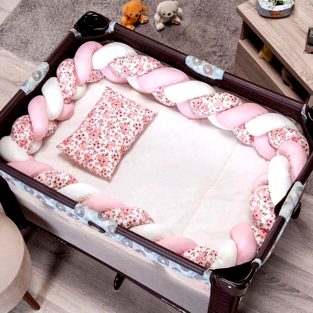 Kit Berço Desmontável 5 Peças Menina e Menino C/ Trança Enxoval Chiqueirinho Confortável em Oferta na Shopee