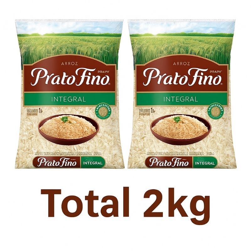 Kit Arroz Prato Fino Integral Total 2KG - Frete Grátis com Cupom em Oferta na Shopee