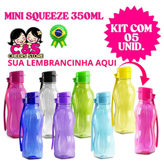KIT 05 MINI GARRAFINHAS SQUEEZE ,350ML COM TAMPA ROSQUEAVEL ,LEMBRANCINHA ,ESCOLA,PARQUE E ACADEMIA em Oferta na Shopee