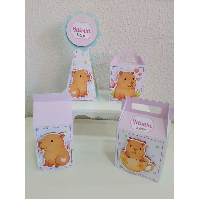 30 Caixinhas Capivara Personalizado , Só um Bolinho , Mesversário Aniversário, Lembrancinha,PEGUE E MONTE