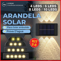 variação de 2 a 8 itens Luminária Arandela Solar 4 6 8 10 LED Luz Branco Quente para Parede a Prova dágua Spot parede