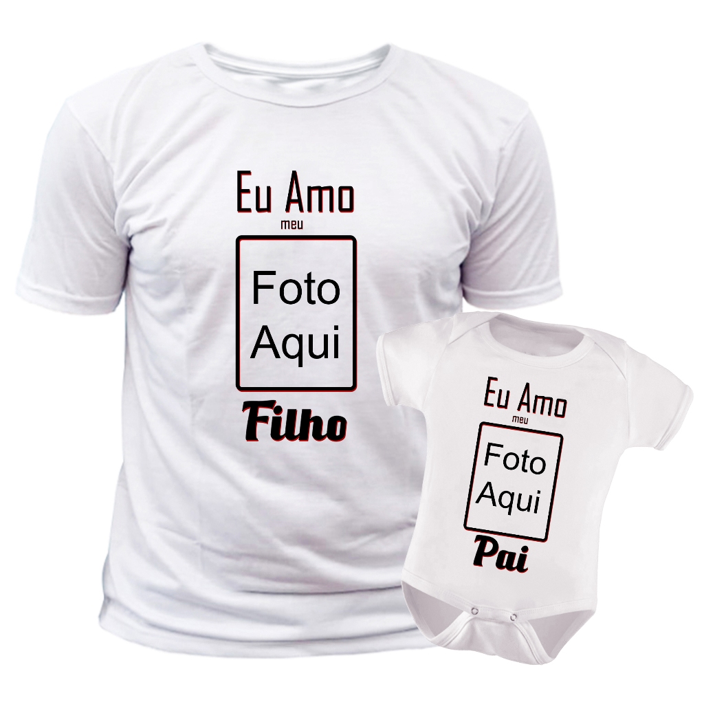 kit camiseta e body de bebe personalizado com foto tal pai tal filho filha tal mãe tal filha filho
