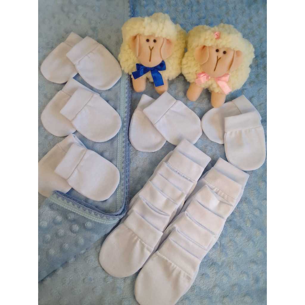 KIT 12 PARES LUVINHAS BEBÊS RECÉM NASCIDOS MALHA ALGODÃO FRIO MÃOZINHAS ENXOVAL MATERNIDADE em Oferta na Shopee