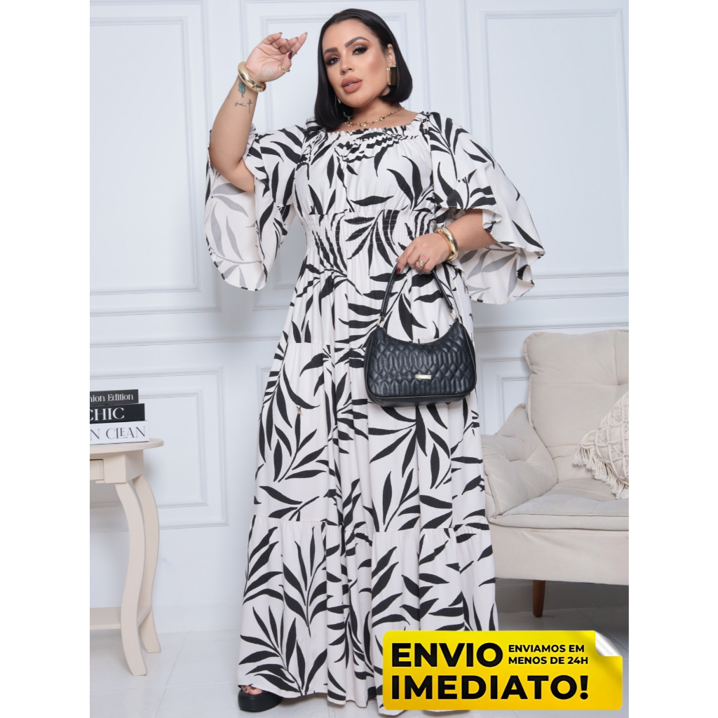 Vestido Plus Size Manga flare 3/4 Vestido De Festa Plus Size