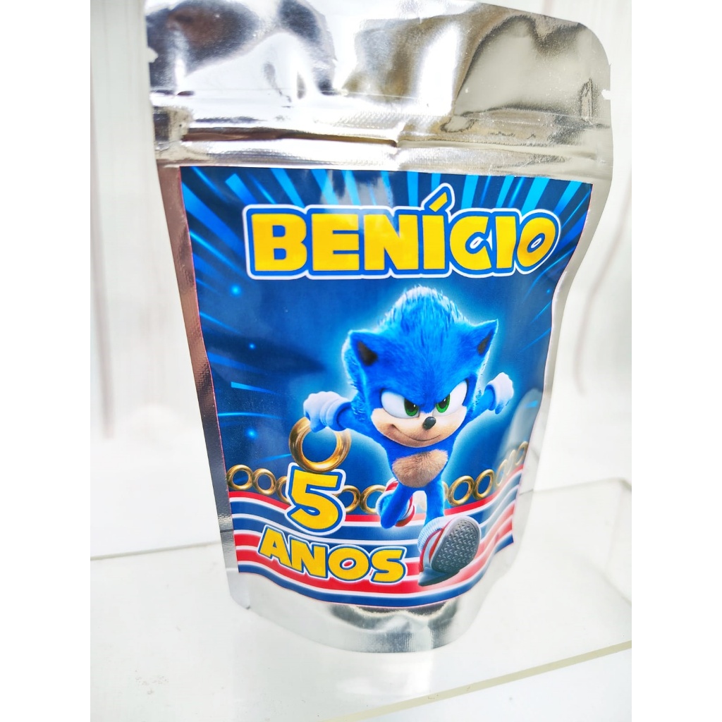 SAQUINHO METALIZADO PERSONALIZADO DO SONIC S/TAG PEQUENO em Oferta na Shopee