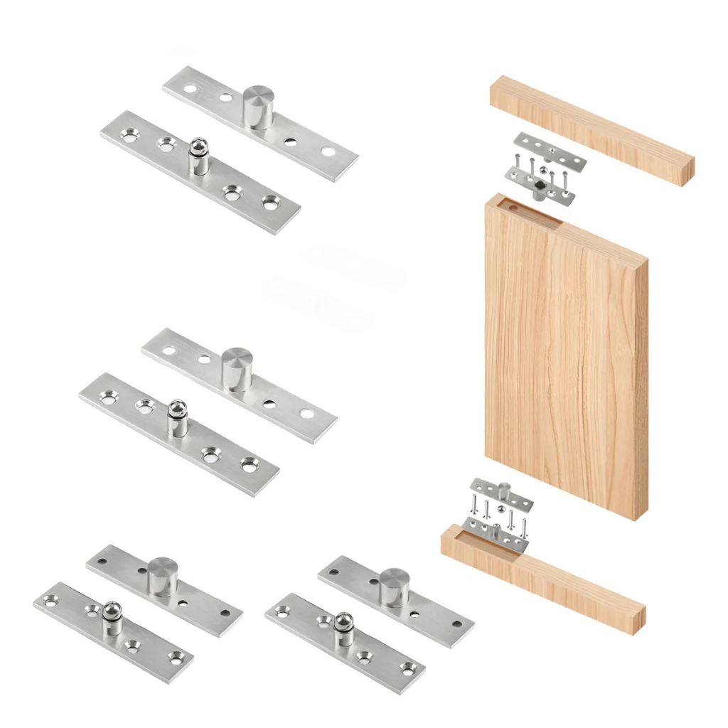 2 pares Dobradiça Pivotante  Inoxidável 360 Graus Prata Giratória para Móveis e Portas até 150kg