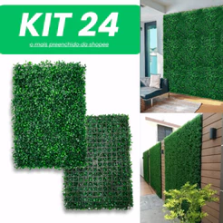 Kit 24 Placa Buchinho Grama Artificial Parede Muro Inglês Vertical Cheio