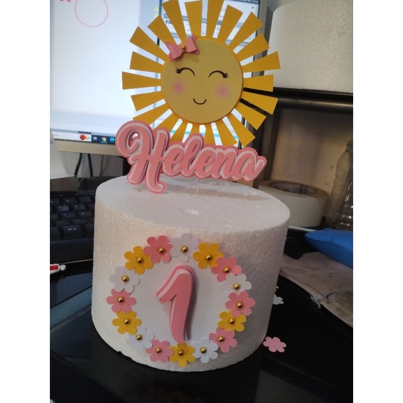 Topo de bolo Sol+ nome ENVIO IMEDIATO em Oferta na Shopee